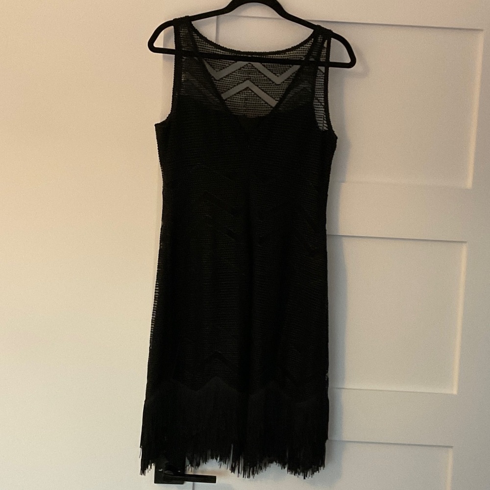Karen Millen Black Fringe Mini Dress
